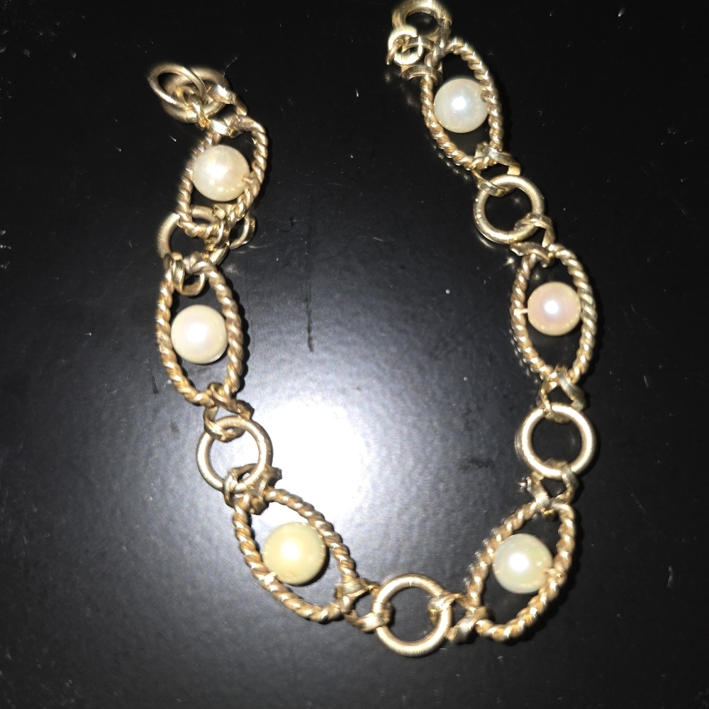 Vintage Gold Fill Pearl Bracelet